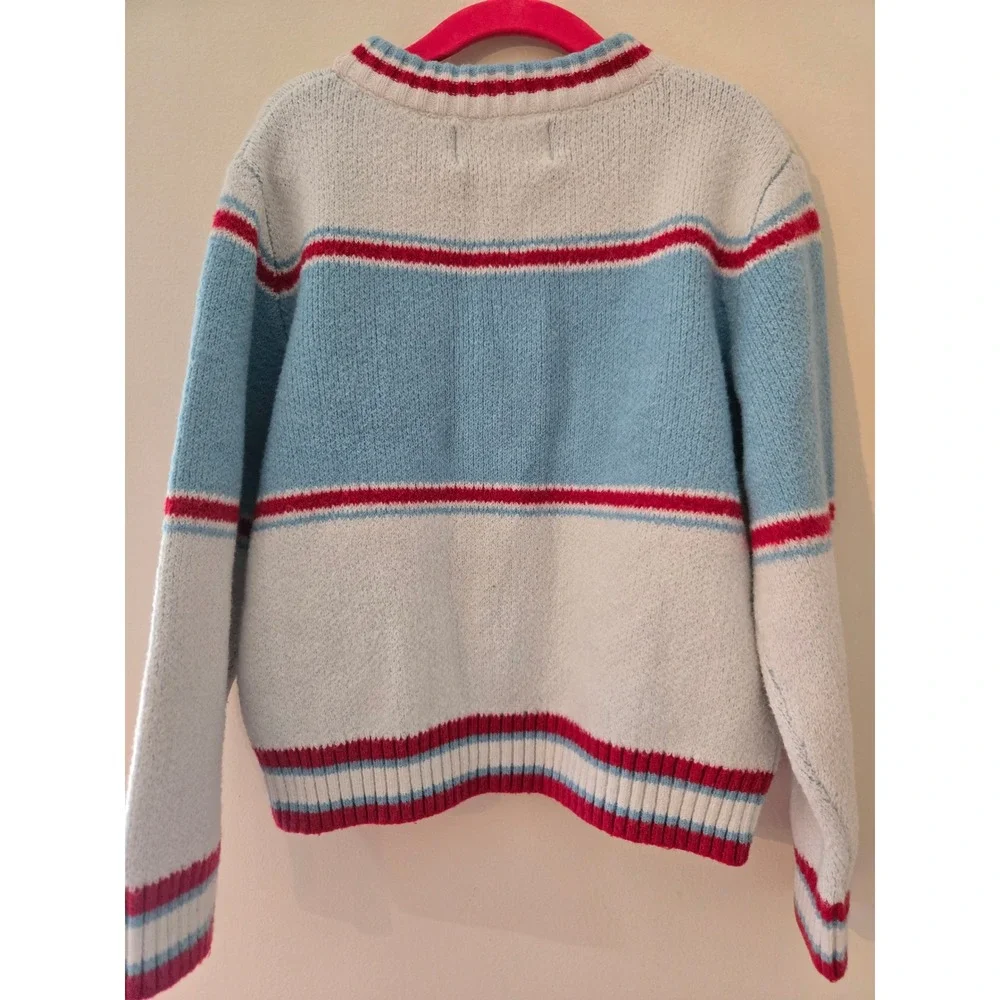 Old Navy SoSoft Kids Ski Ya Later Sweater Blue White Red Striped Size S 6-7